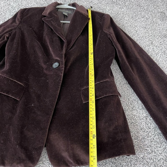 Banana Republic Women’s Chocolate Brown Velvet Single Button Blazer Size 10 - Picture 3 of 7